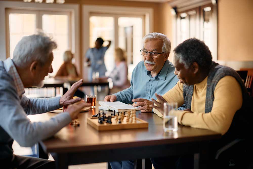 memory care, playing chess